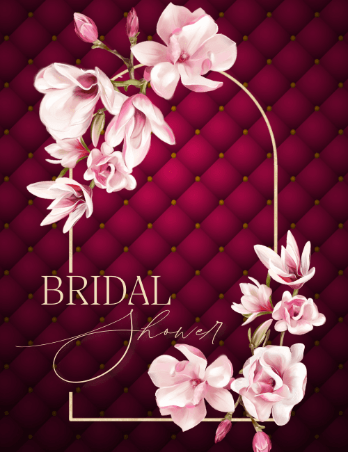 Elegant Floral Frame Bridal Shower Celebration Card for Bride
