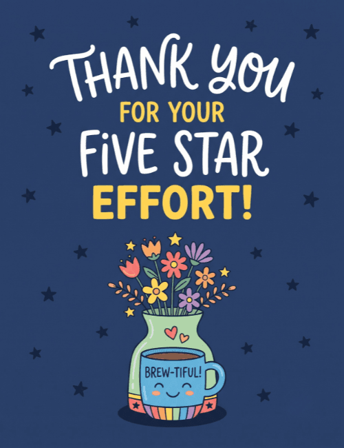 Five Star Effort Employee Appreciation Card