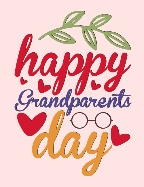 Colorful Hand Lettered Grandparents Day Card with Hearts card preview