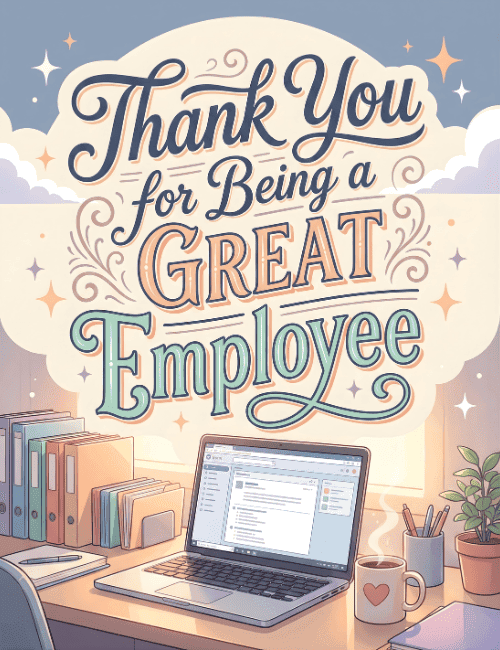 thank you for being a great employee card