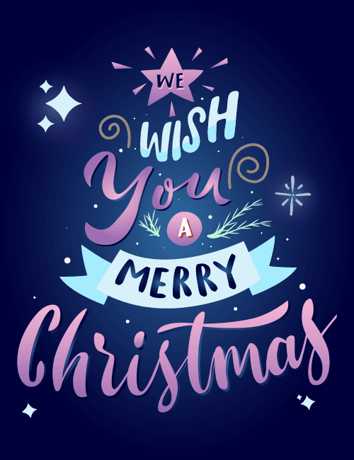 Handwritten ‘We Wish You a Merry Christmas’ Pastel Holiday Card