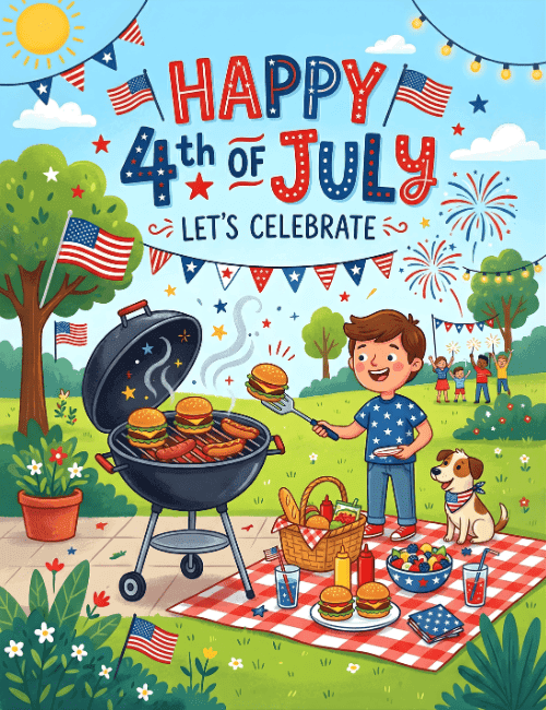 Happy 4th of July Family BBQ Picnic Card