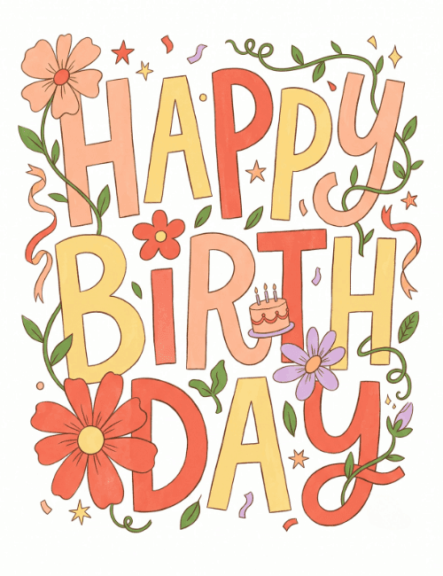 Happy Birthday Floral Greeting Card