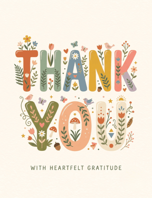 Heartfelt Thank You Gratitude Card