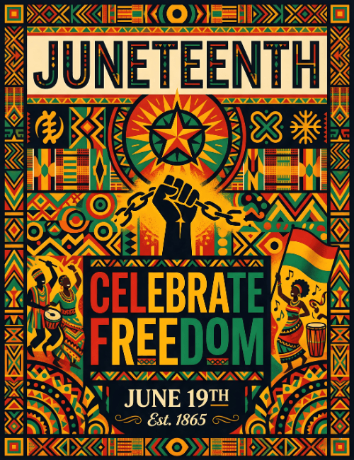 Juneteenth celebrate freedom African pattern art card
