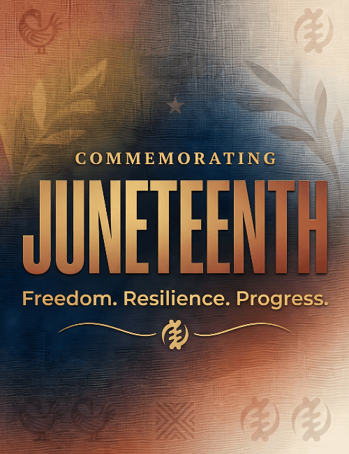 Juneteenth freedom resilience progress commemorating card