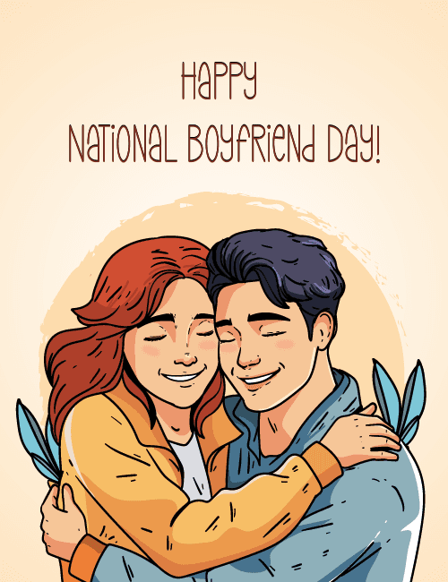 National Boyfriend Day Romantic Hug Card design preview