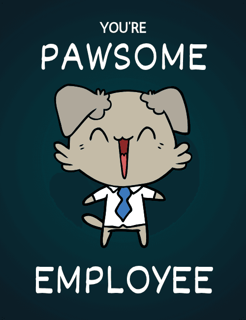 Funny Office Card – “You’re Pawsome Employee” Dog Cartoon for Coworkers
