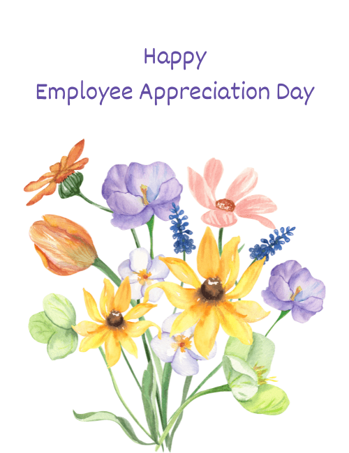 Office Employee Appreciation Day Card – Watercolor Flowers card preview