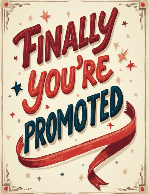 Office Promotion Card – Vintage Style "Finally Promoted" card preview