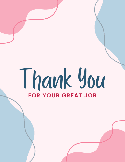 Office Thank You Card – Modern Pink & Blue Design card preview