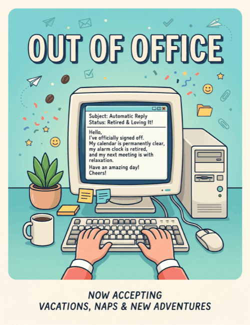 Out of Office Funny Retirement Card