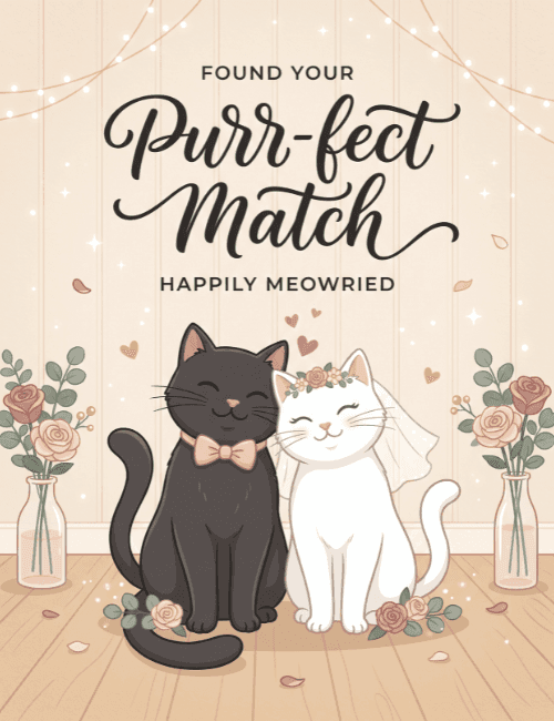 Found Your Purr-fect Match Wedding Card