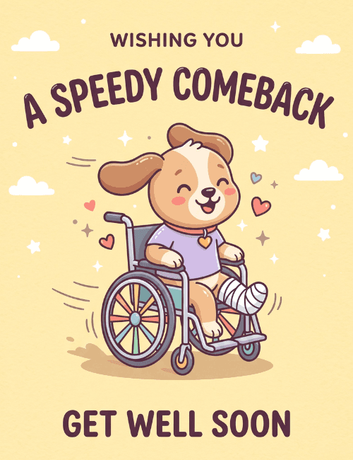 Speedy Comeback Puppy Get Well Card
