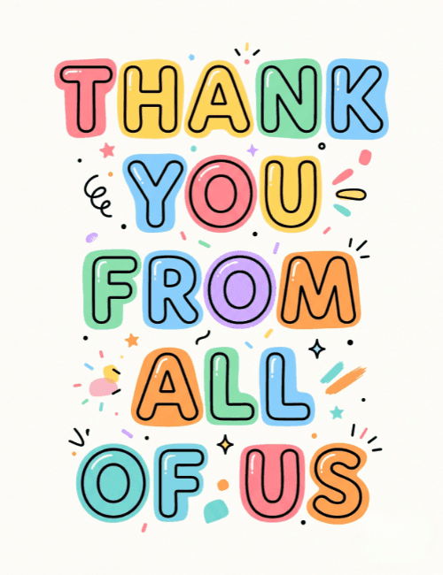 Thank You From All of Us Typography Card