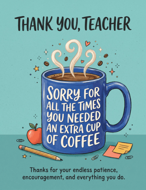 Thank You Teacher Coffee Card