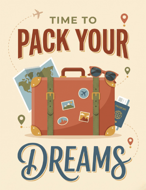 Time to Pack Your Dreams Retirement Card