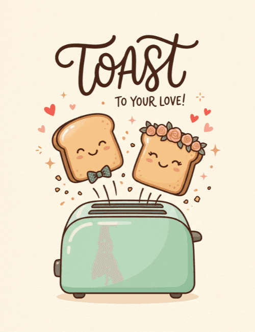 Toast to Your Love Cute Wedding Card
