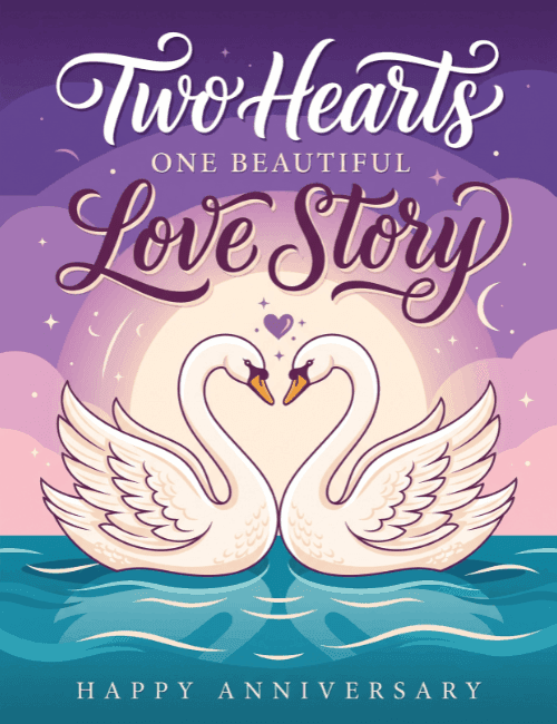 Two Hearts One Beautiful Love Story Anniversary Card