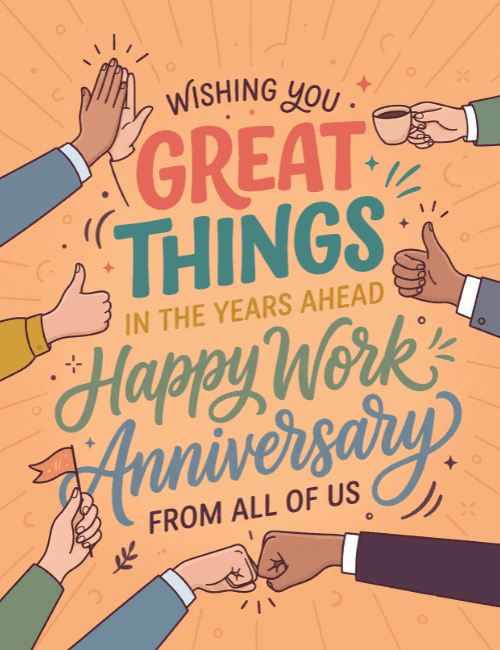 Wishing You Great Things Work Anniversary Card