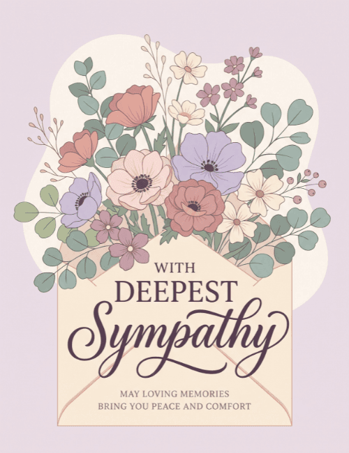 With Deepest Sympathy Floral Card