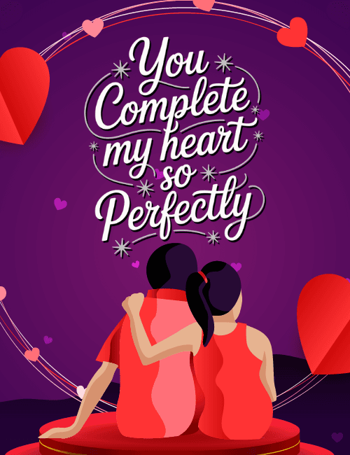 You Complete My Heart – Romantic Girlfriend Day Card design preview