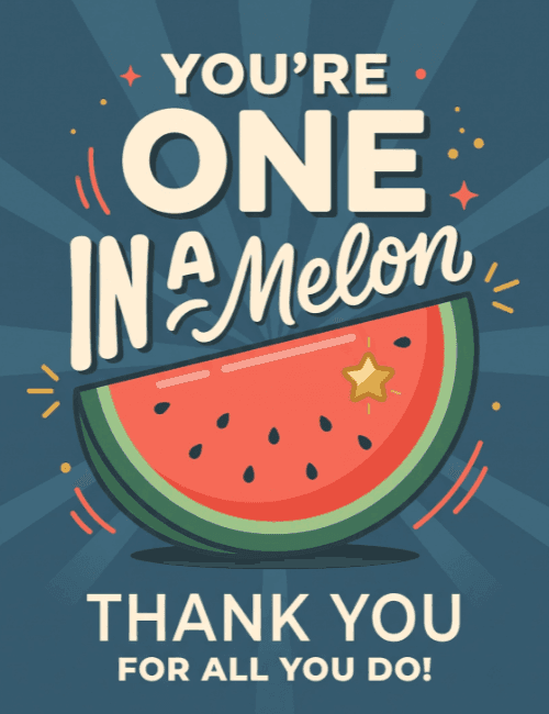 You're One in a Melon Thank You Card