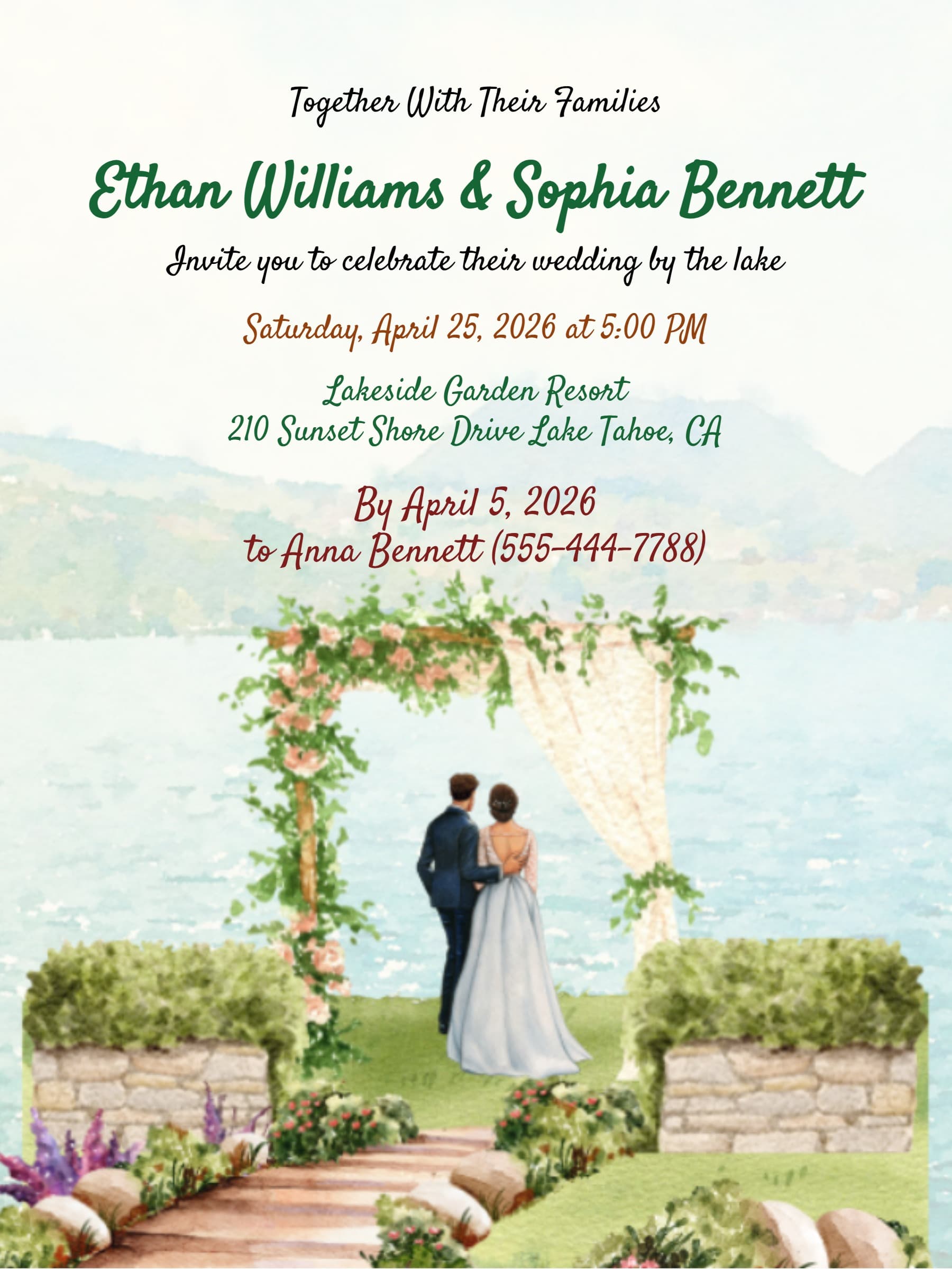 lake wedding invite