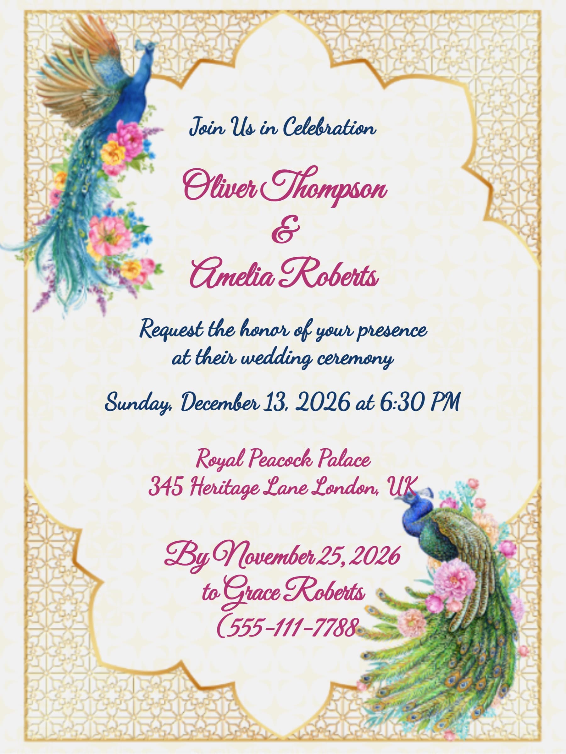 peacock wedding invite