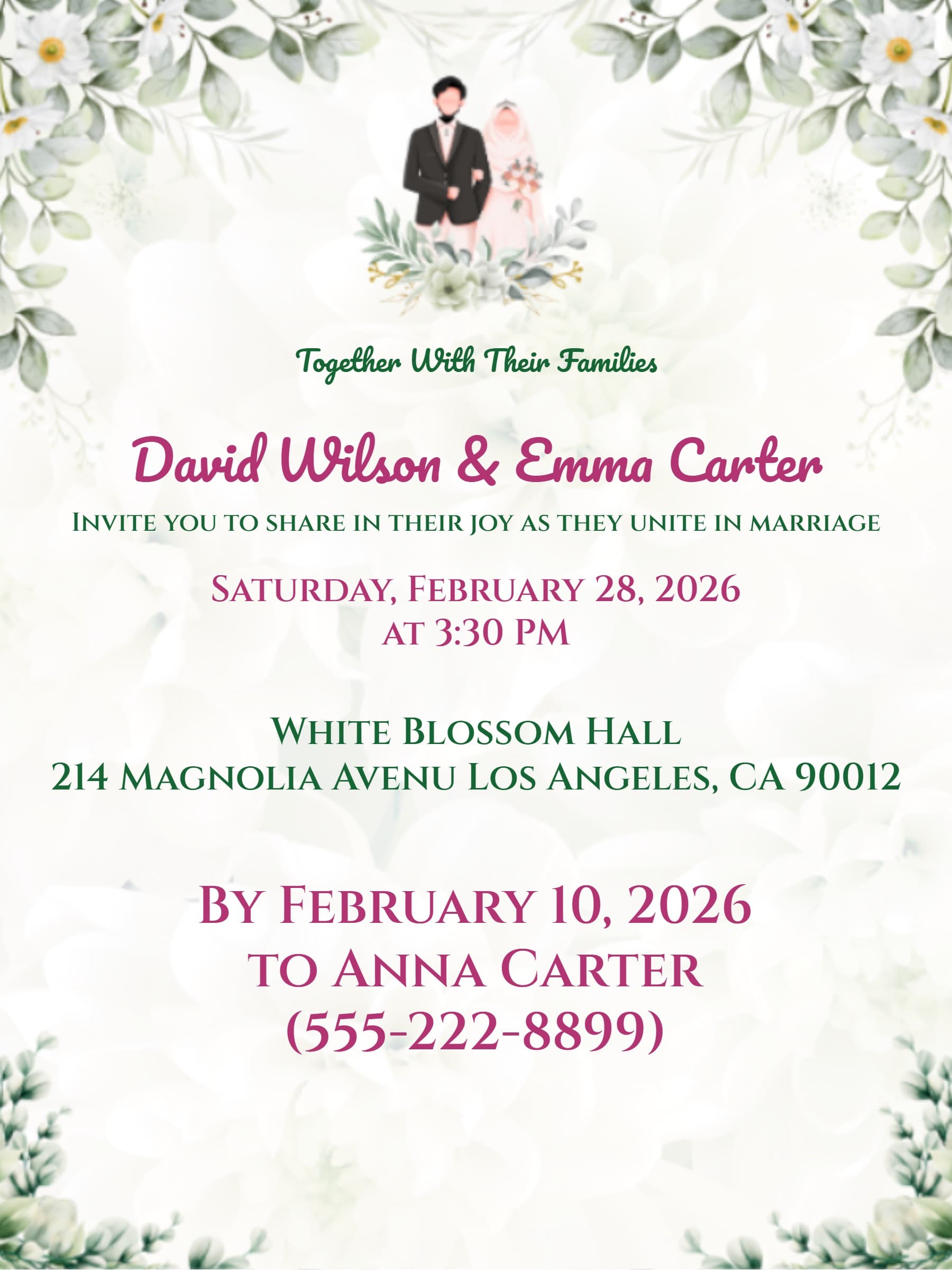 white wedding invite