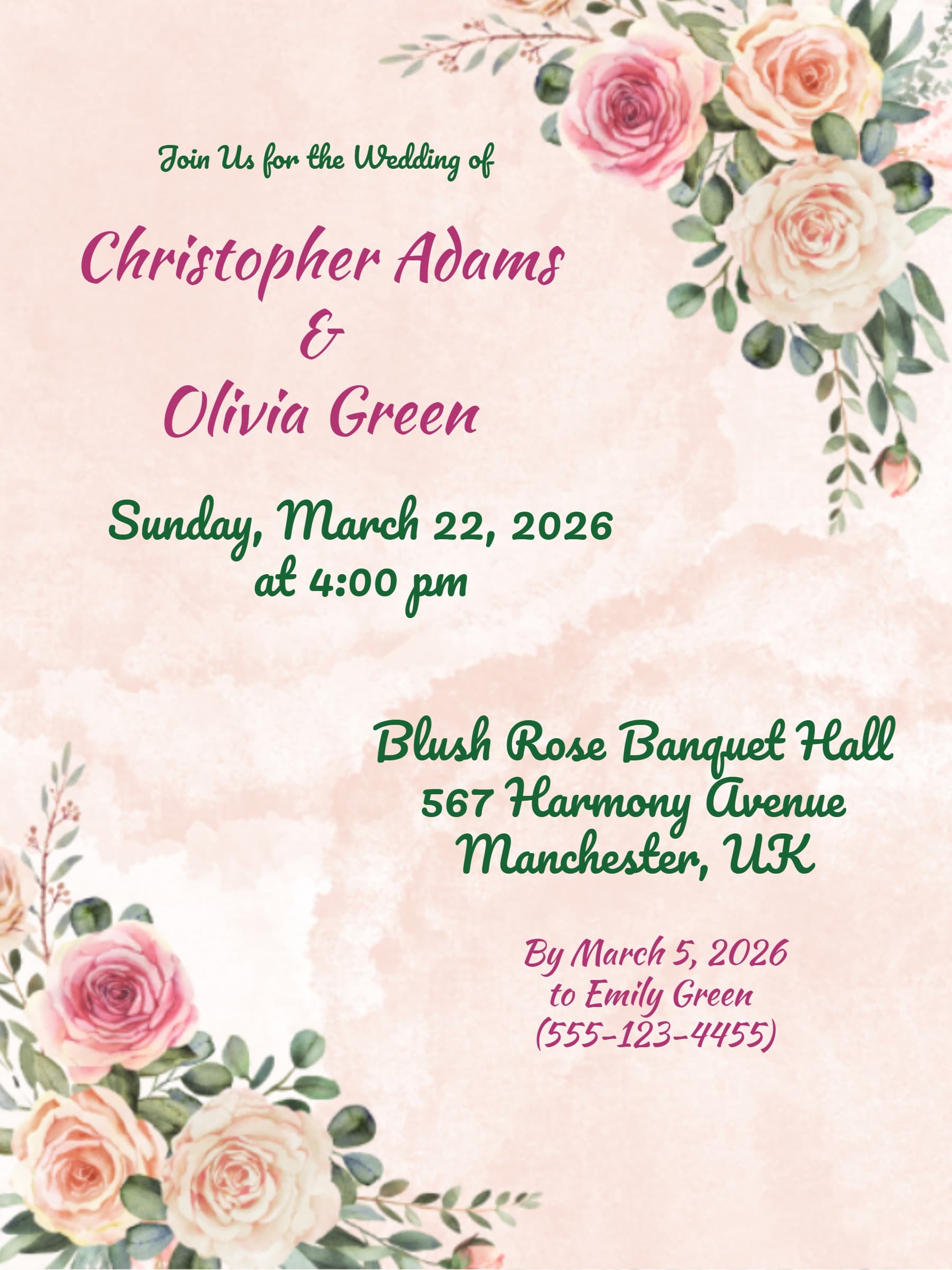 blush wedding invite