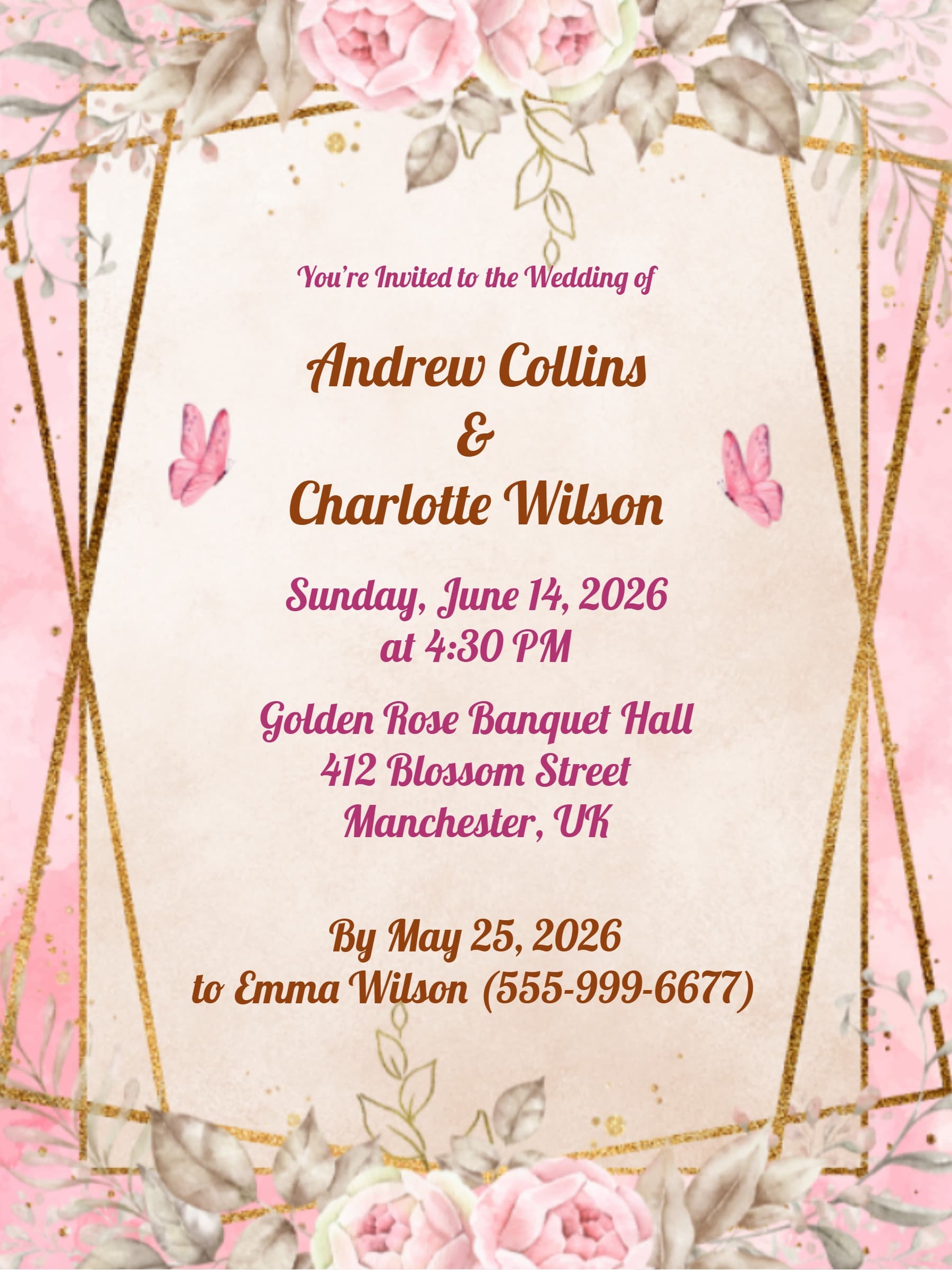 pink floral invite