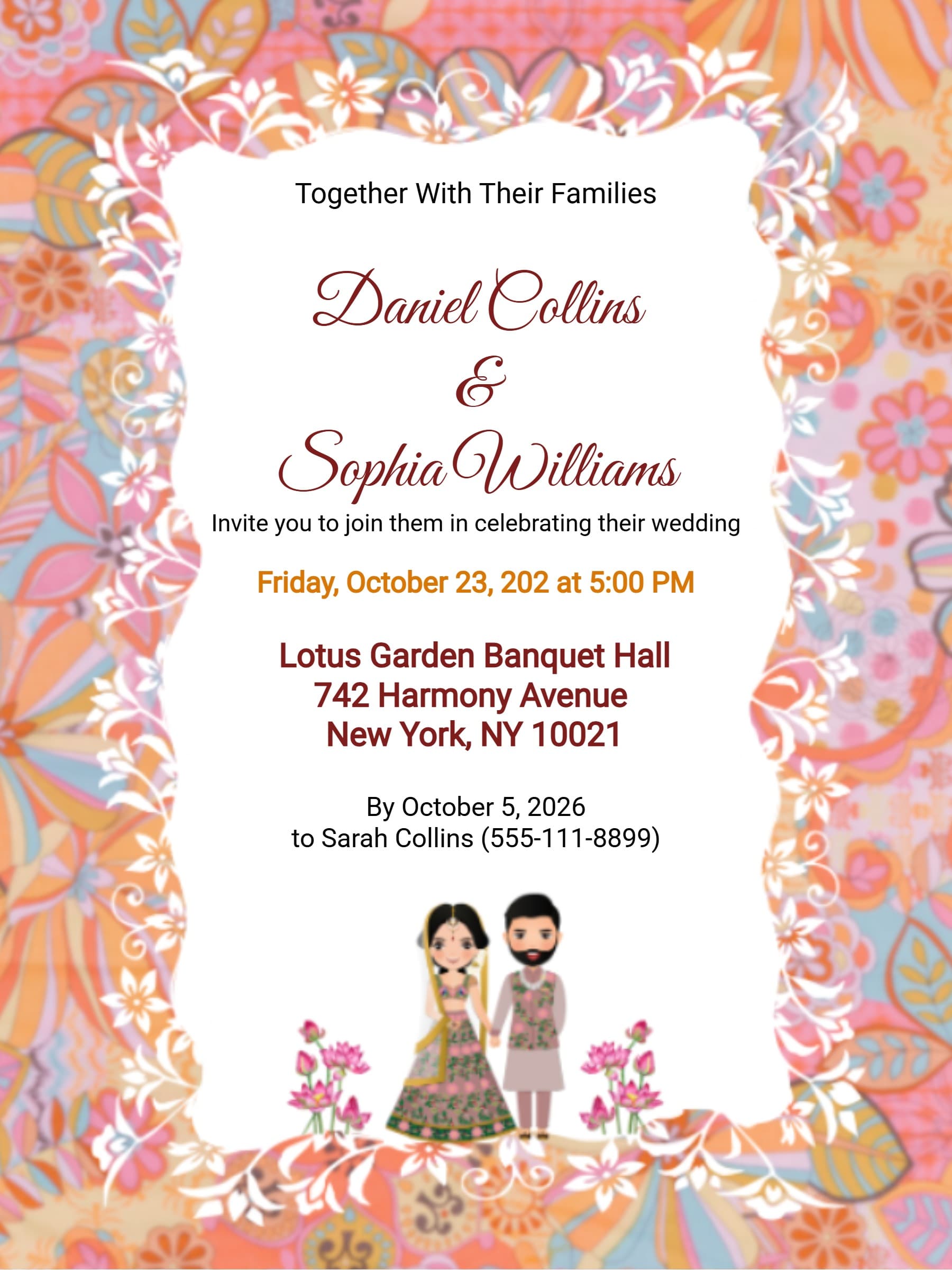 colorful wedding invite