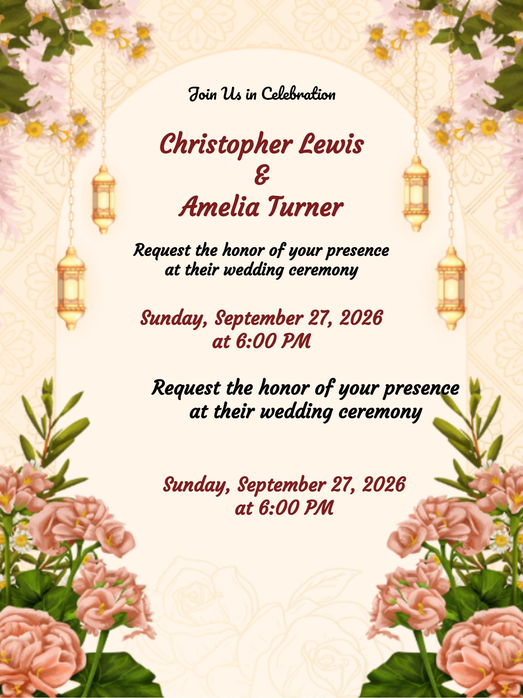 floral wedding invite