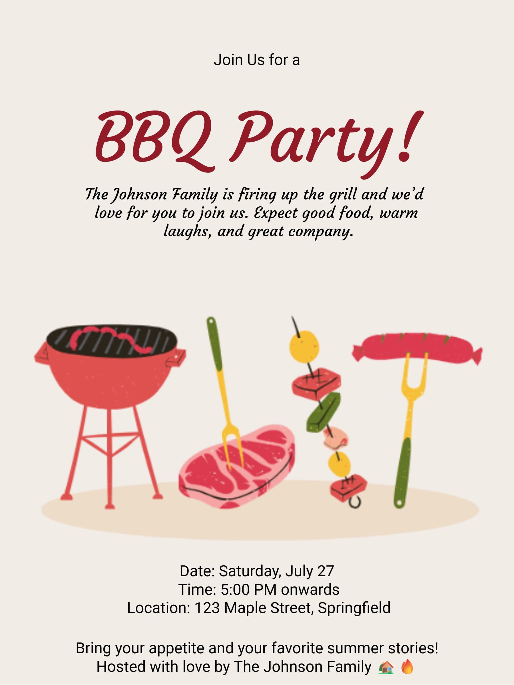 Smith Family BBQ Invitation