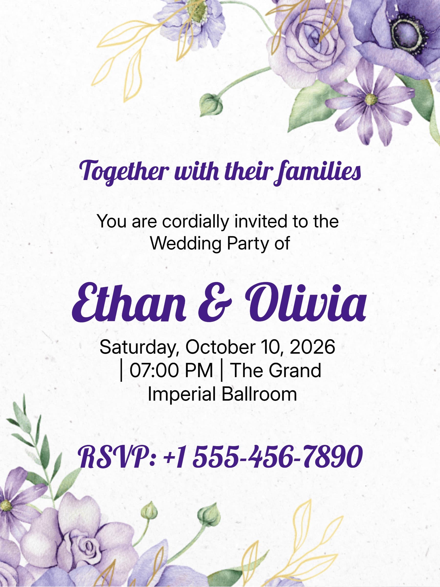 Royal Black Gold Wedding Invite