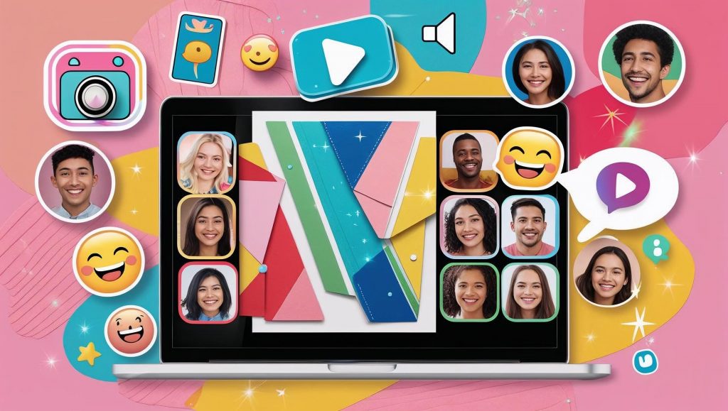Visual of adding video, photos, voice notes, and GIFs to a Friendship Day group card
